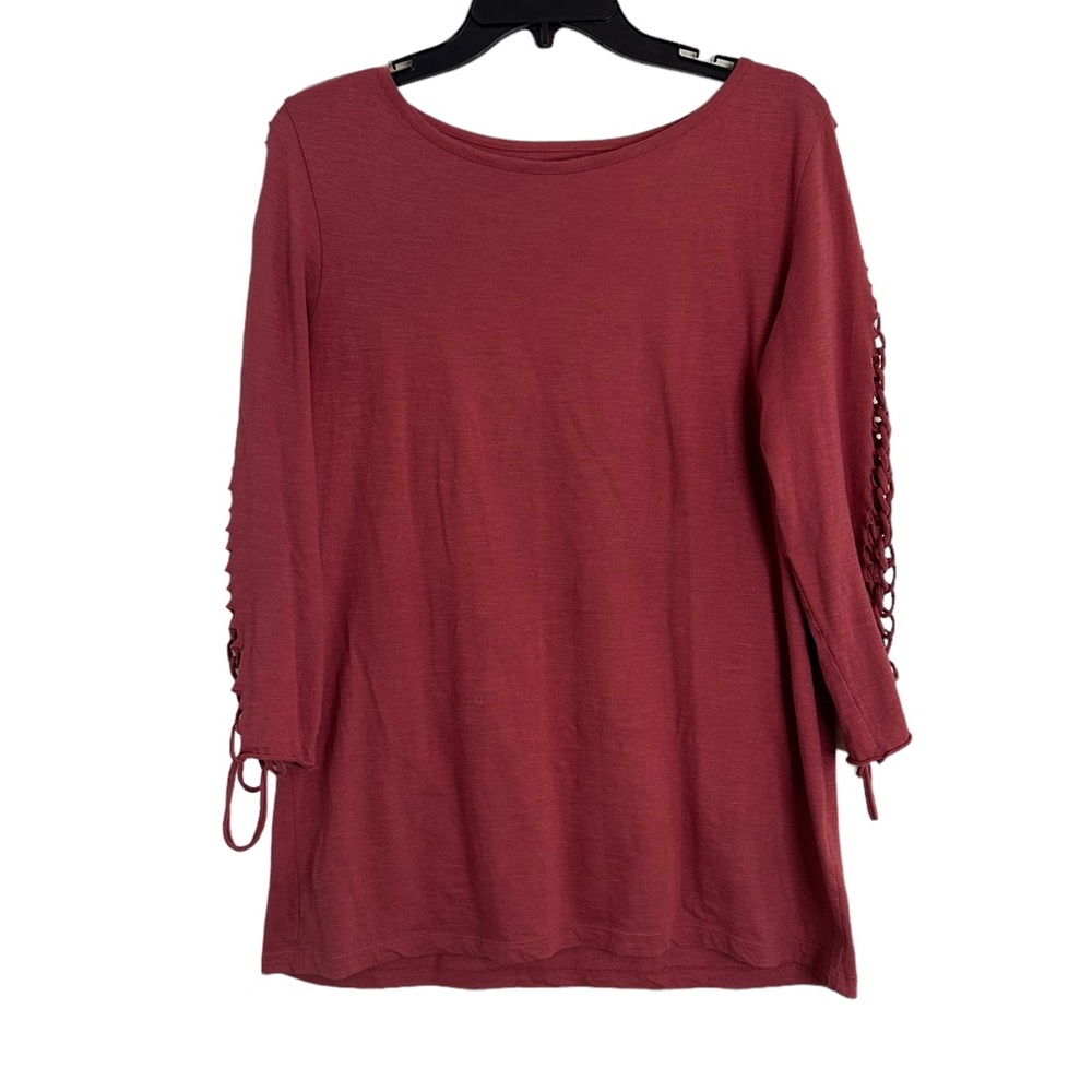 Anthropologie Pepin Women’s Red Lace Down Arm Long Sleeve Blouse Size Large